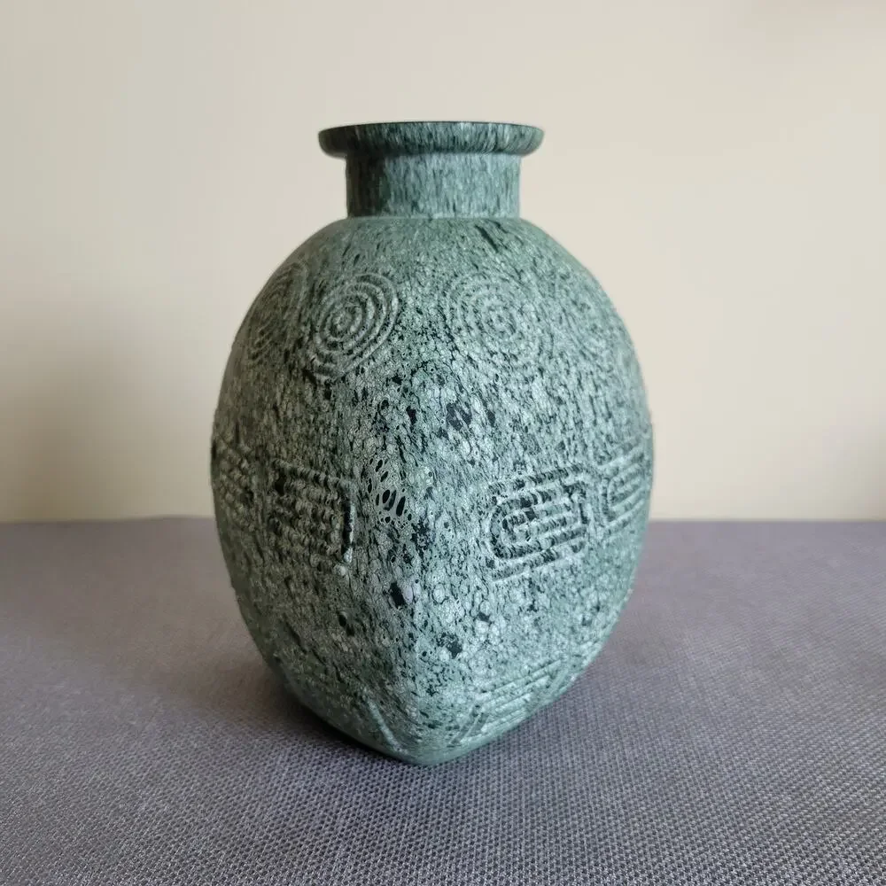 Unique Textured Decorative Art Glass Vase Triangle Textured Medium Over Glass